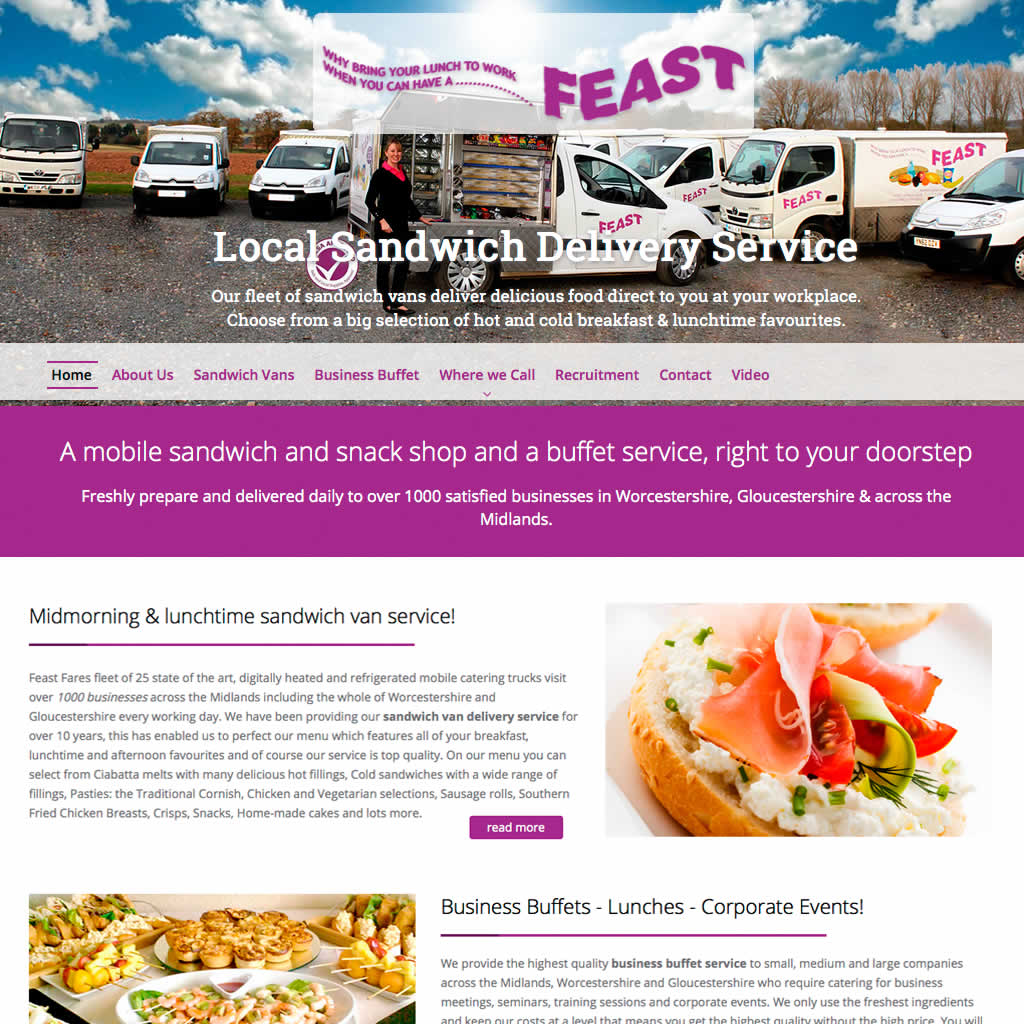 Recent website design for Feast Sandwich Vans